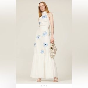 Something Navy Embroidered tiered Maxi Skirt and matching halter top